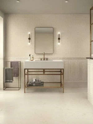 Matētas sienas flīzes BOISERIE LIMESTONE CREAM, 25x75 cm, APE
