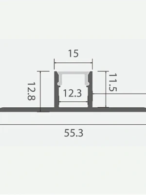 Anodēts flīžu alumīnija profils LED lentei HB-55.3X12.8