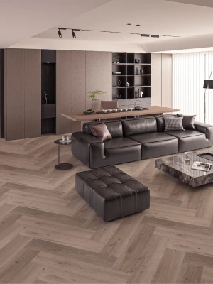 Kvarca vinila flīzes SCANDI OAK, SPC, "eglīte", abas puses, klikšķu sistēma (click)