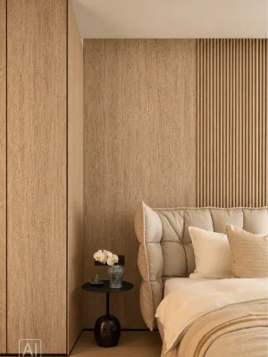 Premium klases bambusa WPC sienas panelis Oak Cream, 2800 × 1200 × 8 mm