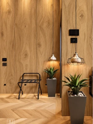 Premium klases bambusa WPC sienas panelis Oak Natural, 2800 × 1200 × 8 mm