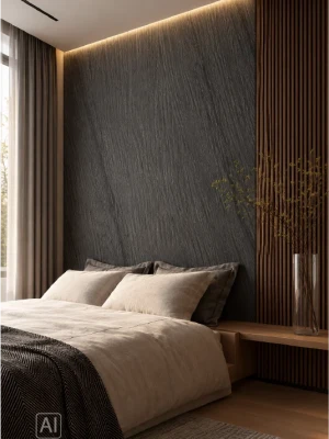 Premium klases bambusa WPC sienas panelis Oak Charcoal, 2800 × 1200 × 8 mm