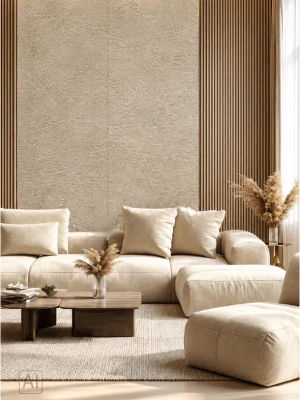 Premium klases bambusa WPC sienas panelis Crema Marfil Stone, 2800 × 1200 × 8 mm