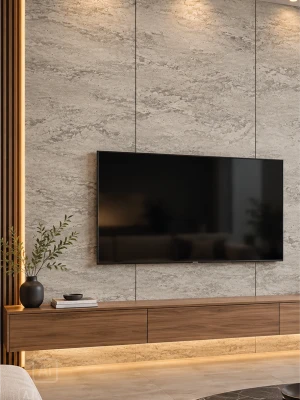 Premium klases bambusa WPC sienas panelis Grey Stone, 2800 × 1200 × 8 mm