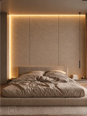 Premium klases bambusa WPC sienas panelis Leather Taupe, 2800 × 1200 × 8 mm