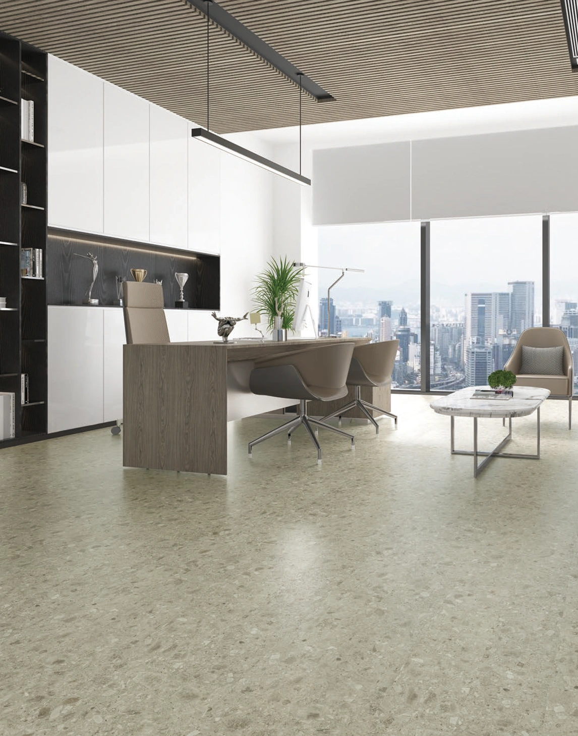 Кварцвиниловая плитка TERRAZZO LIGHT GREY, SPC, система клик (click)