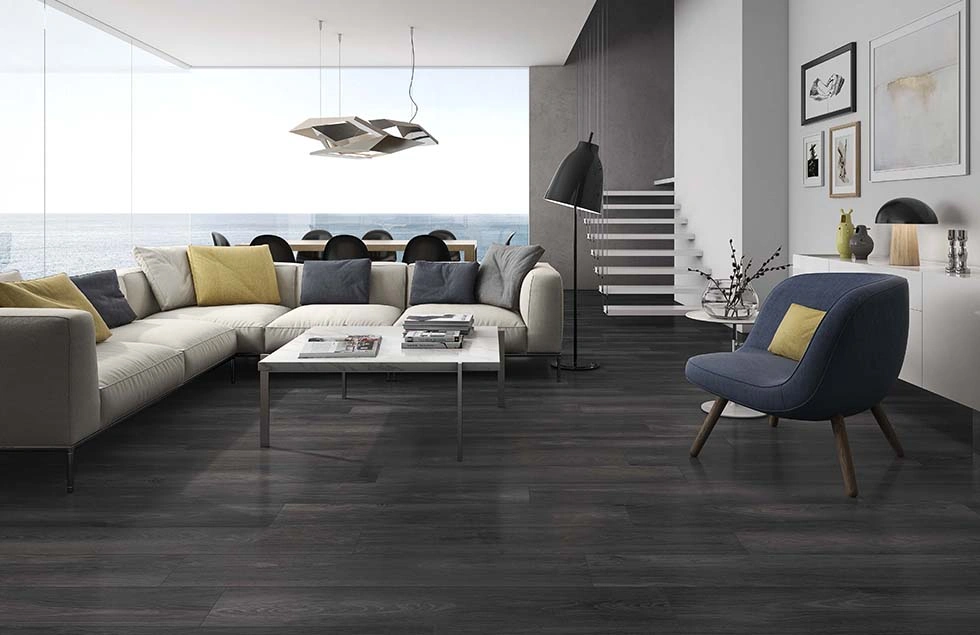 Matētas flīzes NATURAL WOOD CLIPS BLACK, 20x120 cm, US