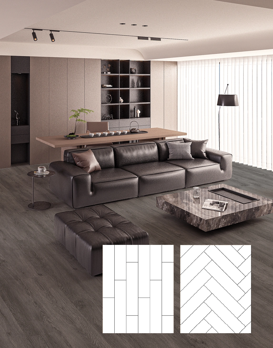 Kvarca vinila flīzes OBSIDIAN GREY, LVT, līmējāmā sistēma
