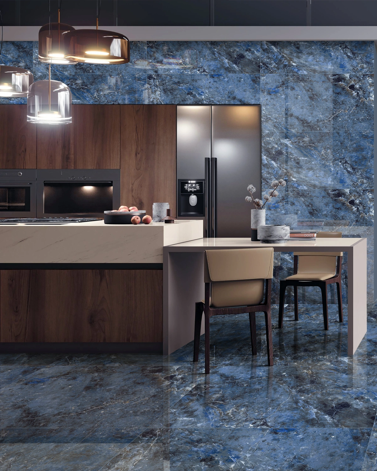 Glossy tiles MARMO AZZURRO, 60x120 cm, LE