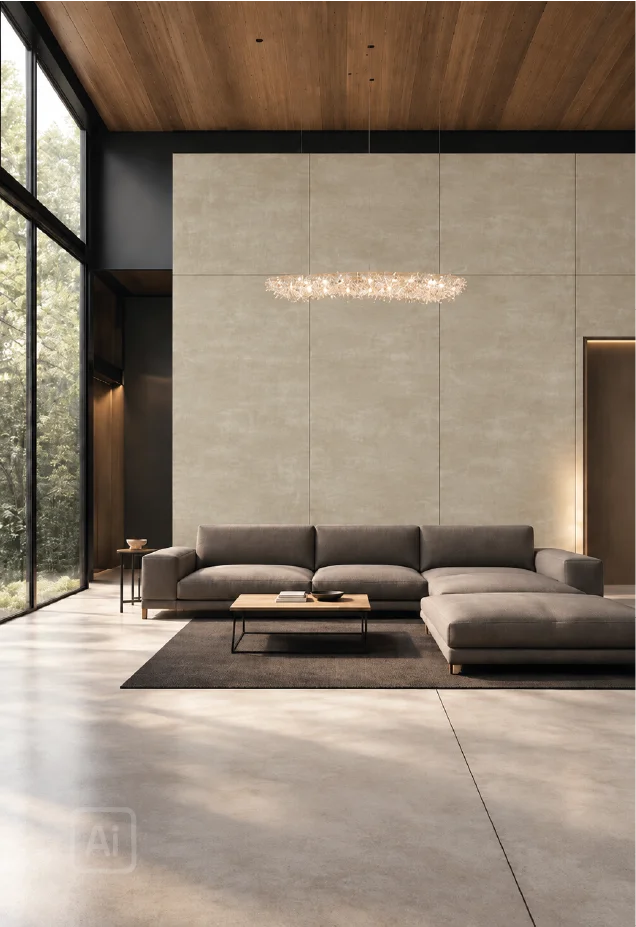 Premium klases bambusa WPC sienas panelis Cement Grey, 2800 × 1200 × 8 mm