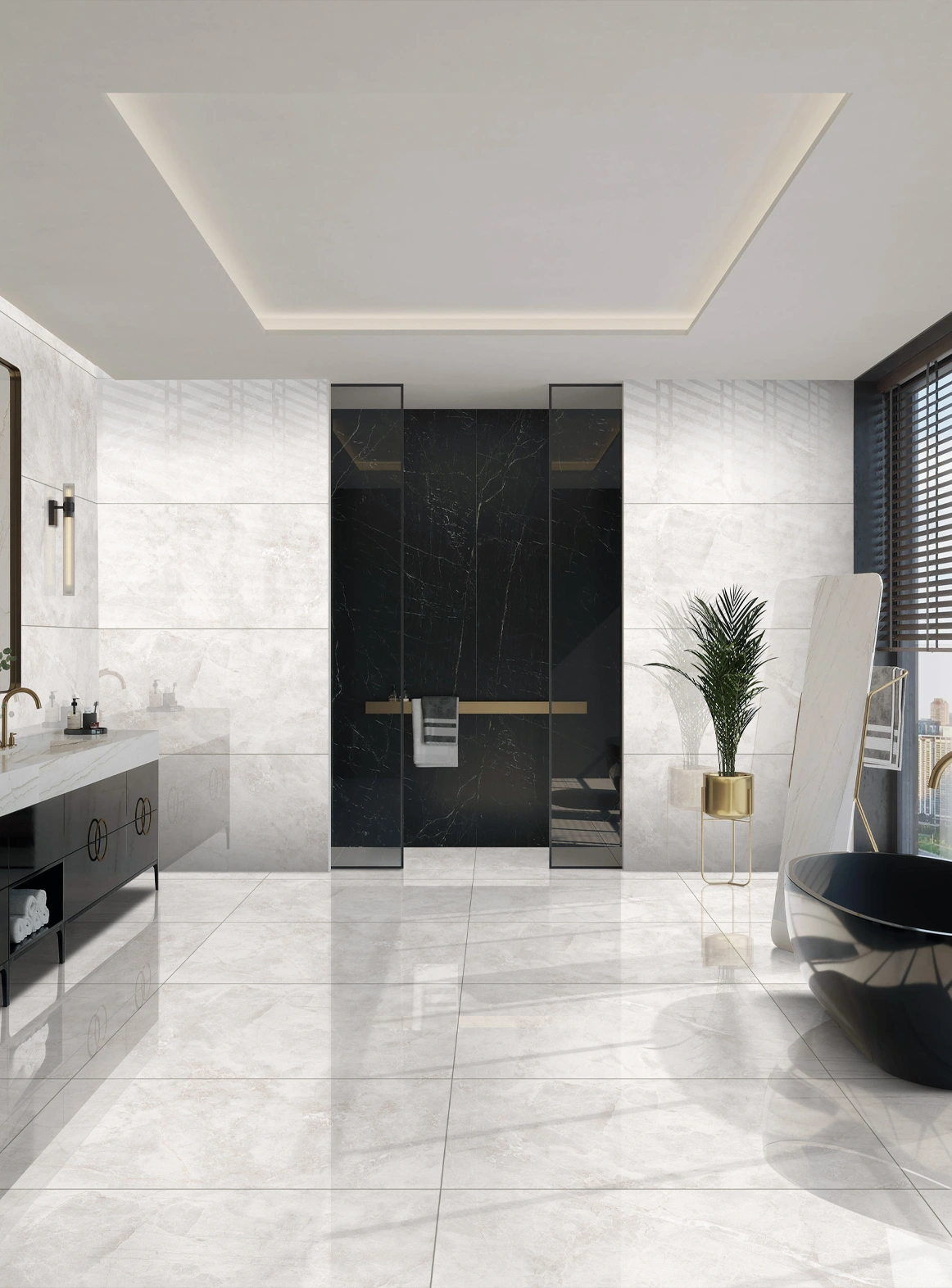 Glossy tiles MONACO GREY, 60x120 cm, LE