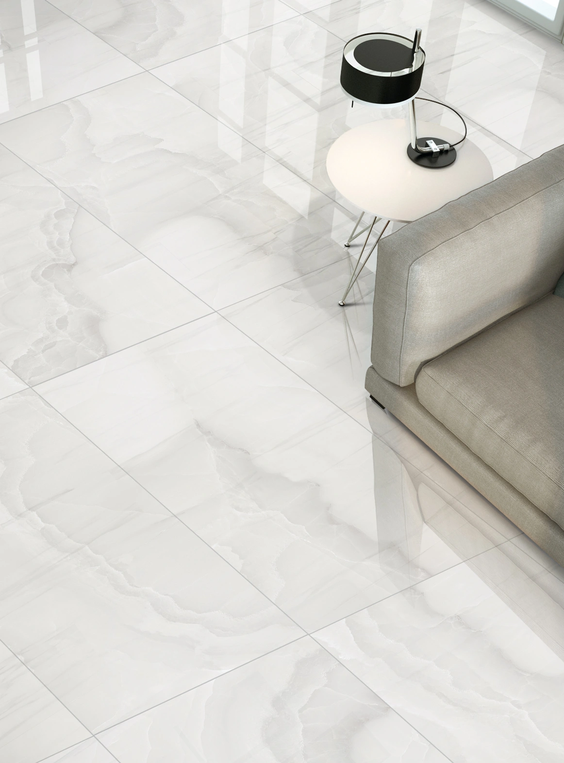 Glossy tiles VERONA ONYX SILVER, 60x120 cm, LE