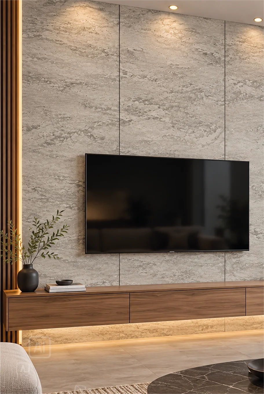 Premium klases bambusa WPC sienas panelis Grey Stone, 2800 × 1200 × 8 mm