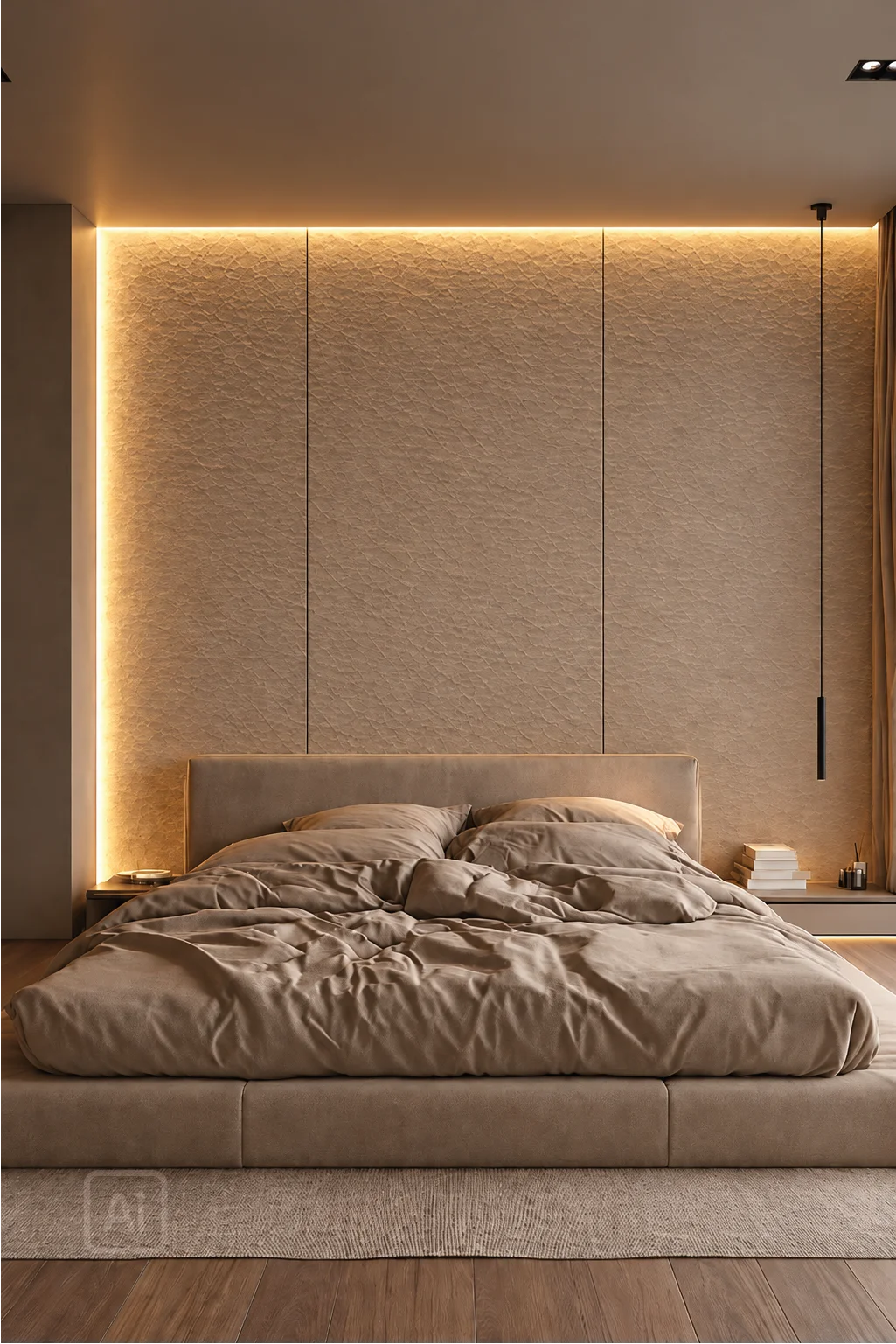Premium klases bambusa WPC sienas panelis Leather Taupe, 2800 × 1200 × 8 mm