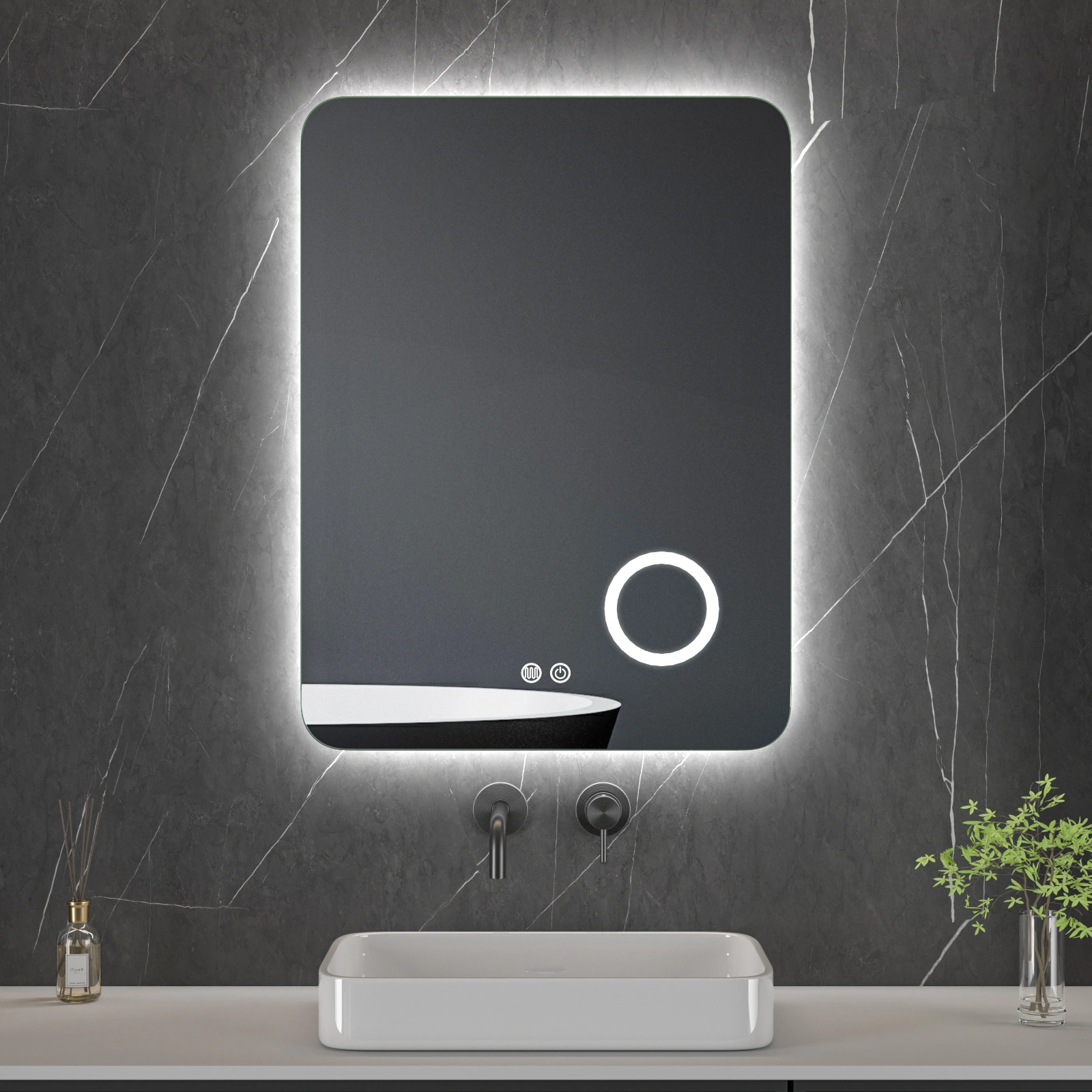 LED spogulis ar apsildes funkciju GLOW, 80 x 60 cm, 2700-6500K, 35W, 3933Lm, IP44