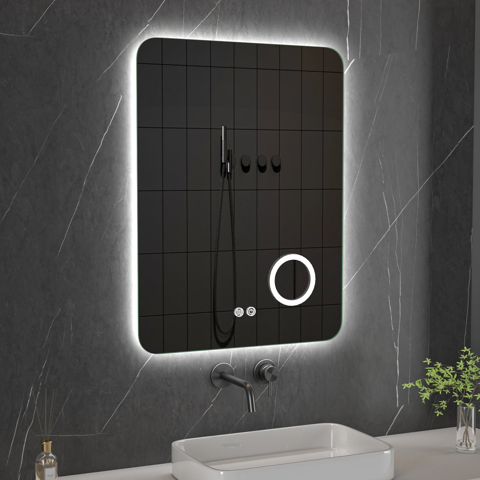 LED spogulis ar apsildes funkciju GLOW, 80 x 60 cm, 2700-6500K, 35W, 3933Lm, IP44
