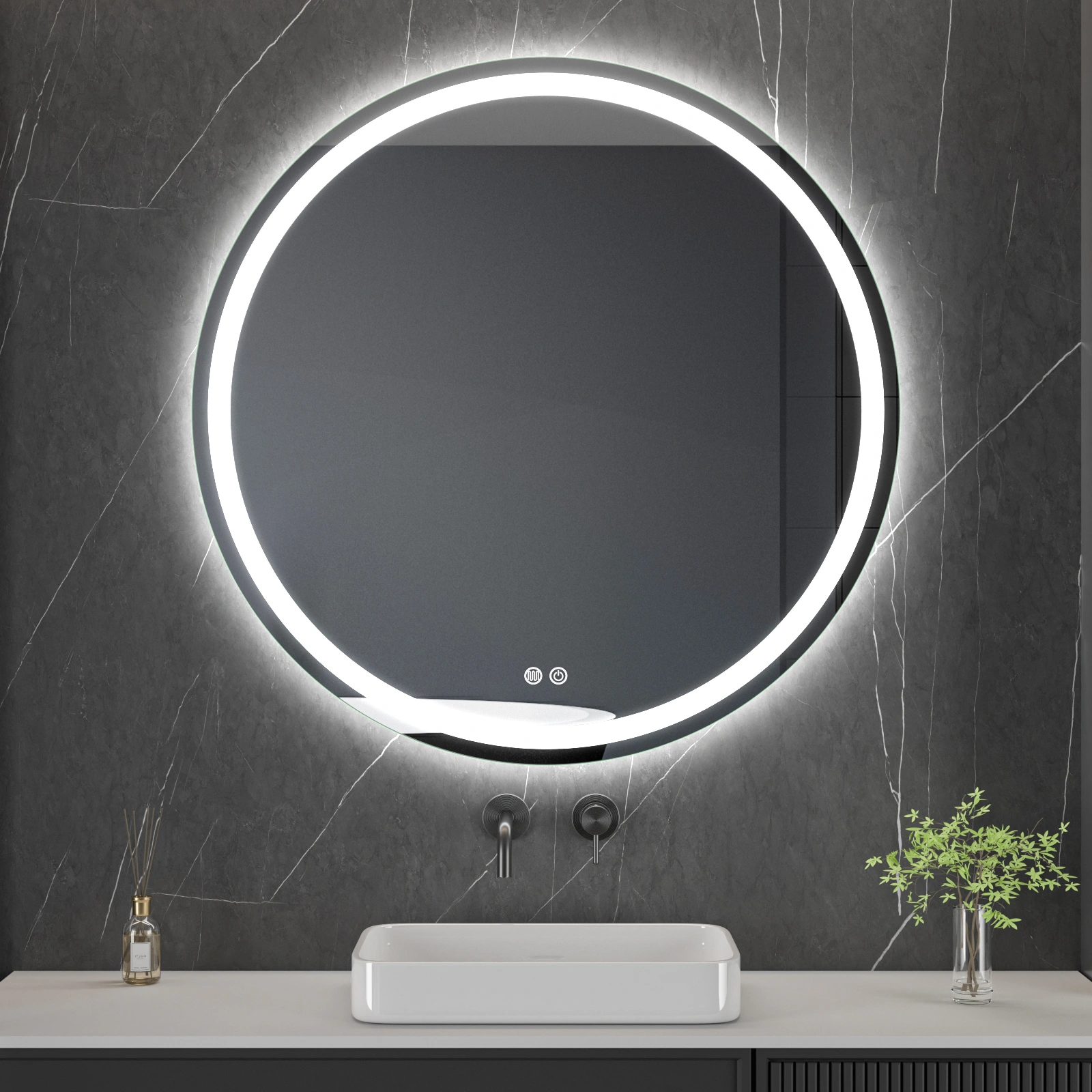 LED зеркало с функцией подогрева RONDO, Ø 100 cm, 2700-6500K, 31W, 3388Lm, IP44