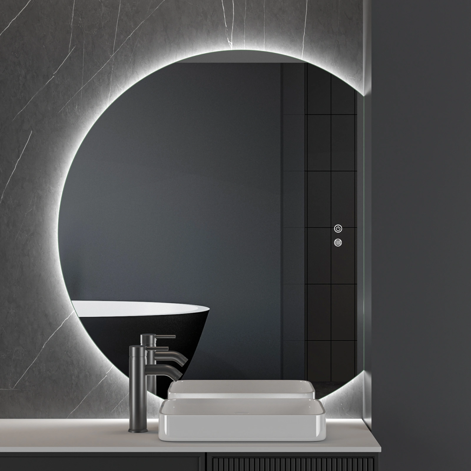 LED spogulis ar apsildes funkciju PORTO Large, 100 x 120 cm, 2700-6500K, 38W, 4296Lm, IP44