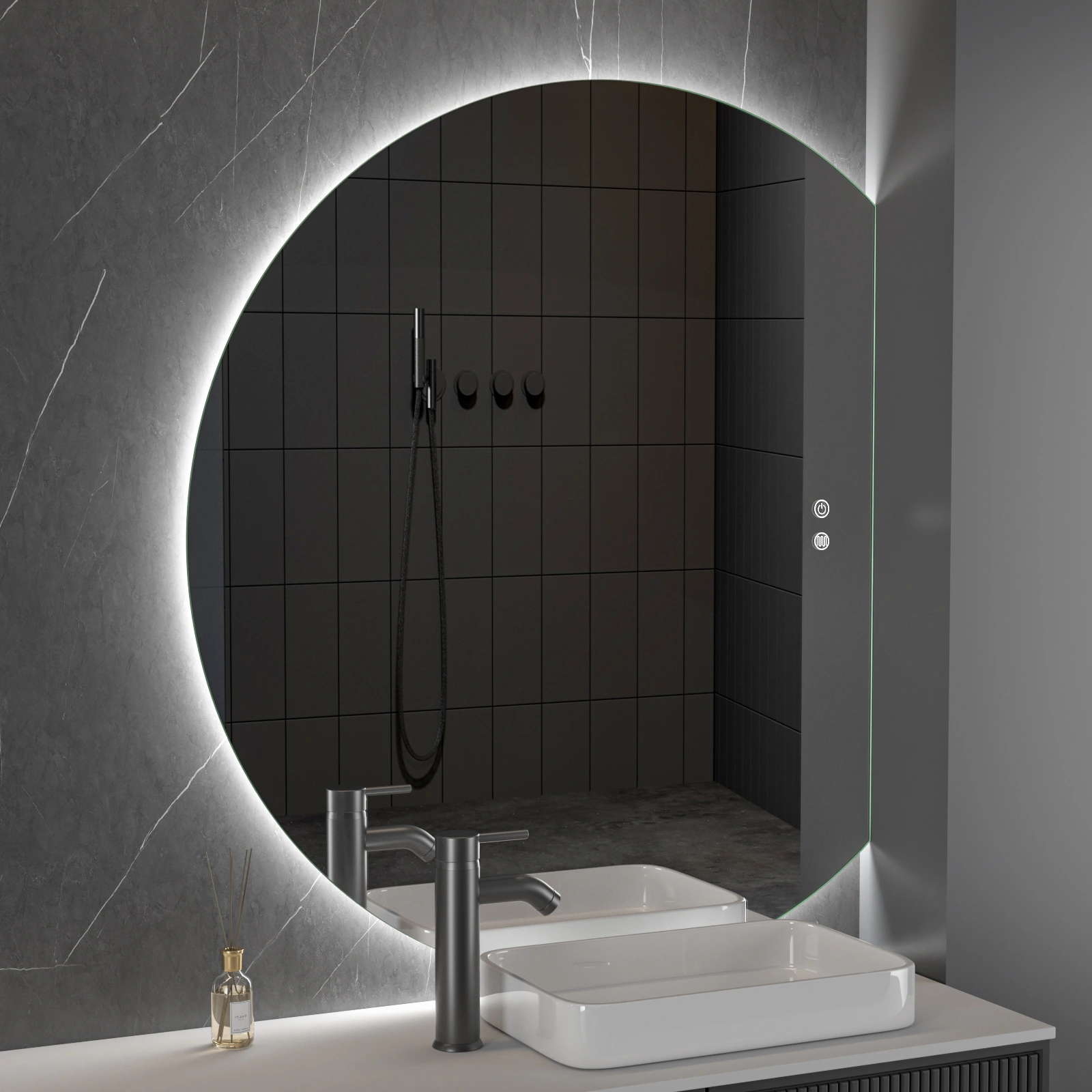LED spogulis ar apsildes funkciju PORTO Large, 100 x 120 cm, 2700-6500K, 38W, 4296Lm, IP44