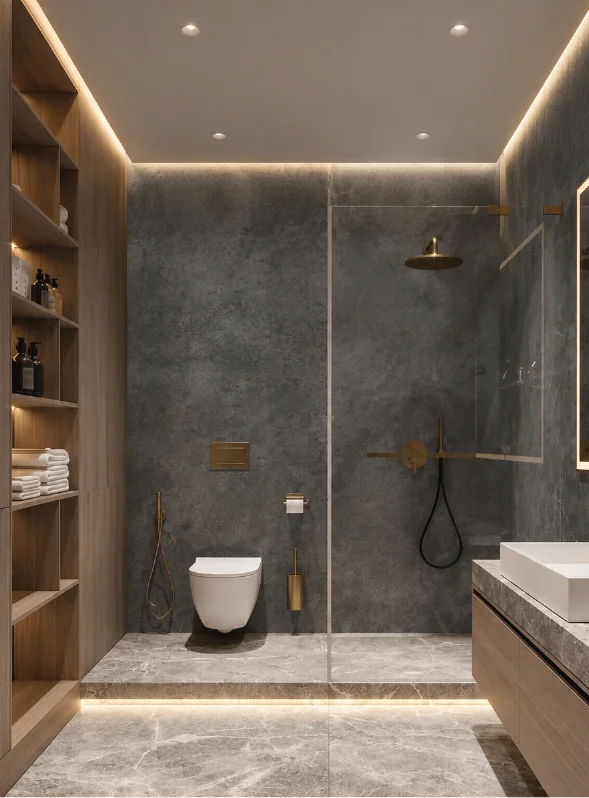 Premium klases SPC ūdensizturīgs matēts sienas panelis CEMENTO DARK, 2800 × 1200 × 4 mm