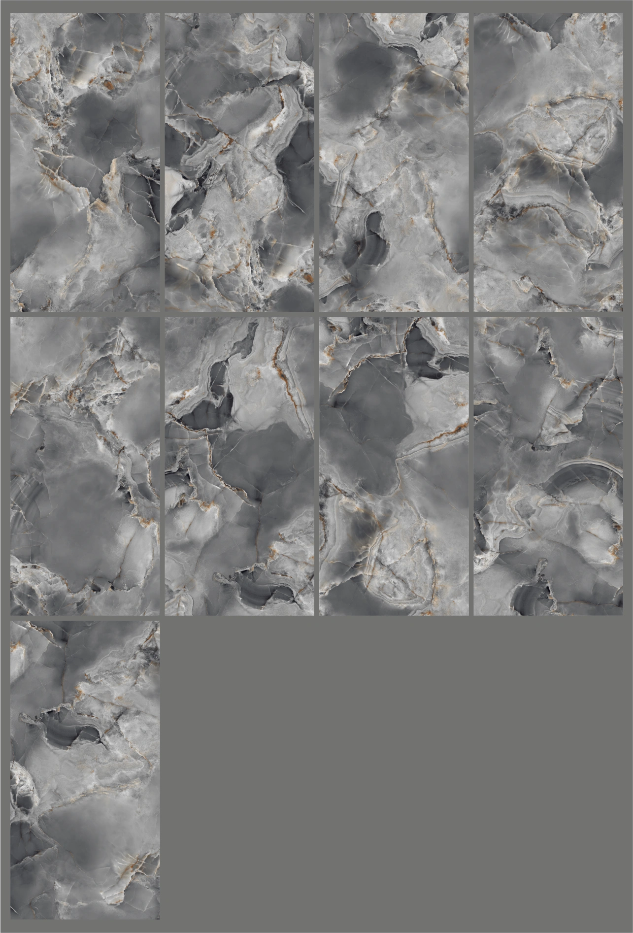 Glancētas flīzes ONICE GRIGIO CRISTALLO HIGH-GLOSSY, 60x120cm, SC