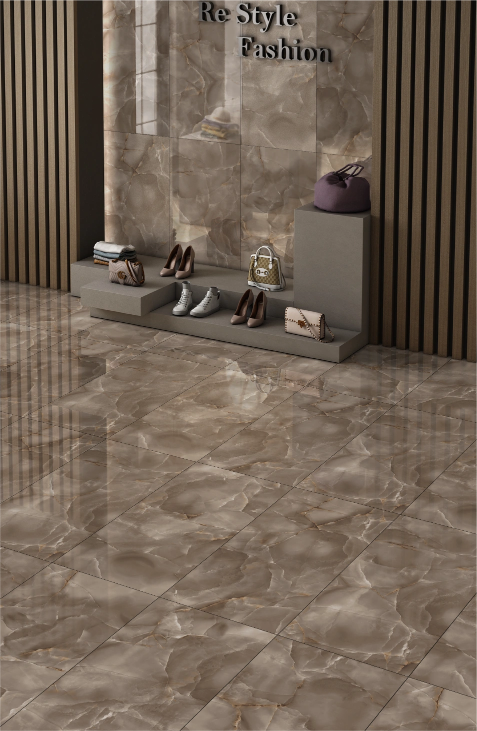 Glancētas flīzes ONICE CAFFE IMPERIALE HIGH-GLOSSY, 60x120cm, SC