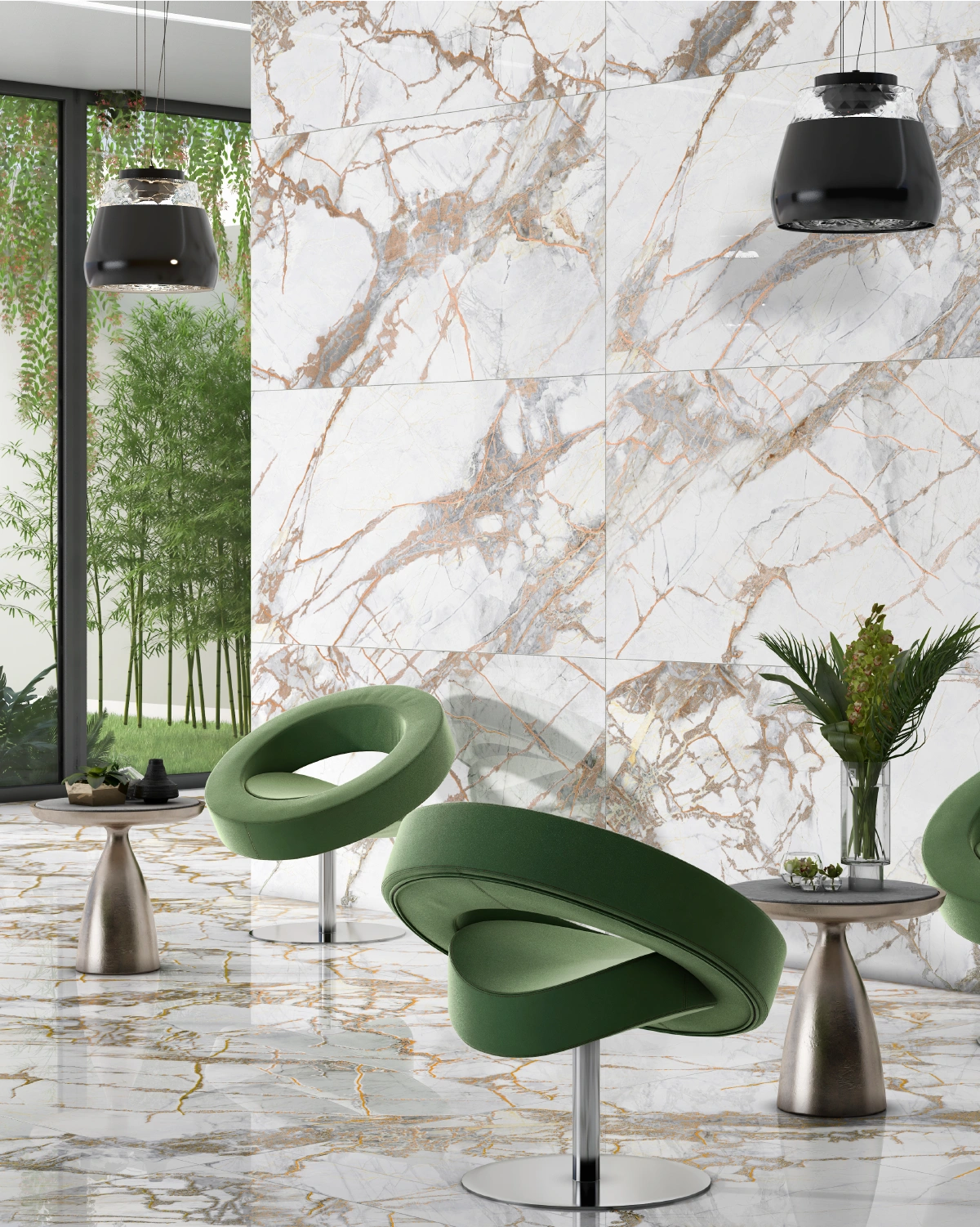 Glossy tiles with silver crystals GOLDEN STATUARIO, 60x120 cm, TS
