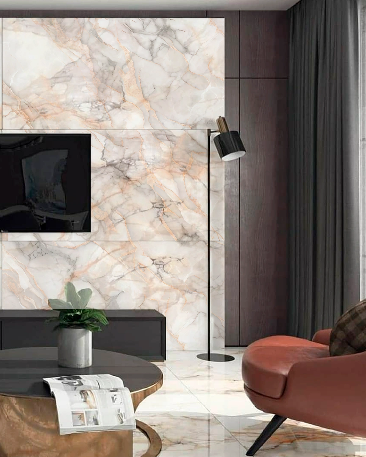 Glossy tiles ROSE MARBLE LUXE, 60x120 cm, AM
