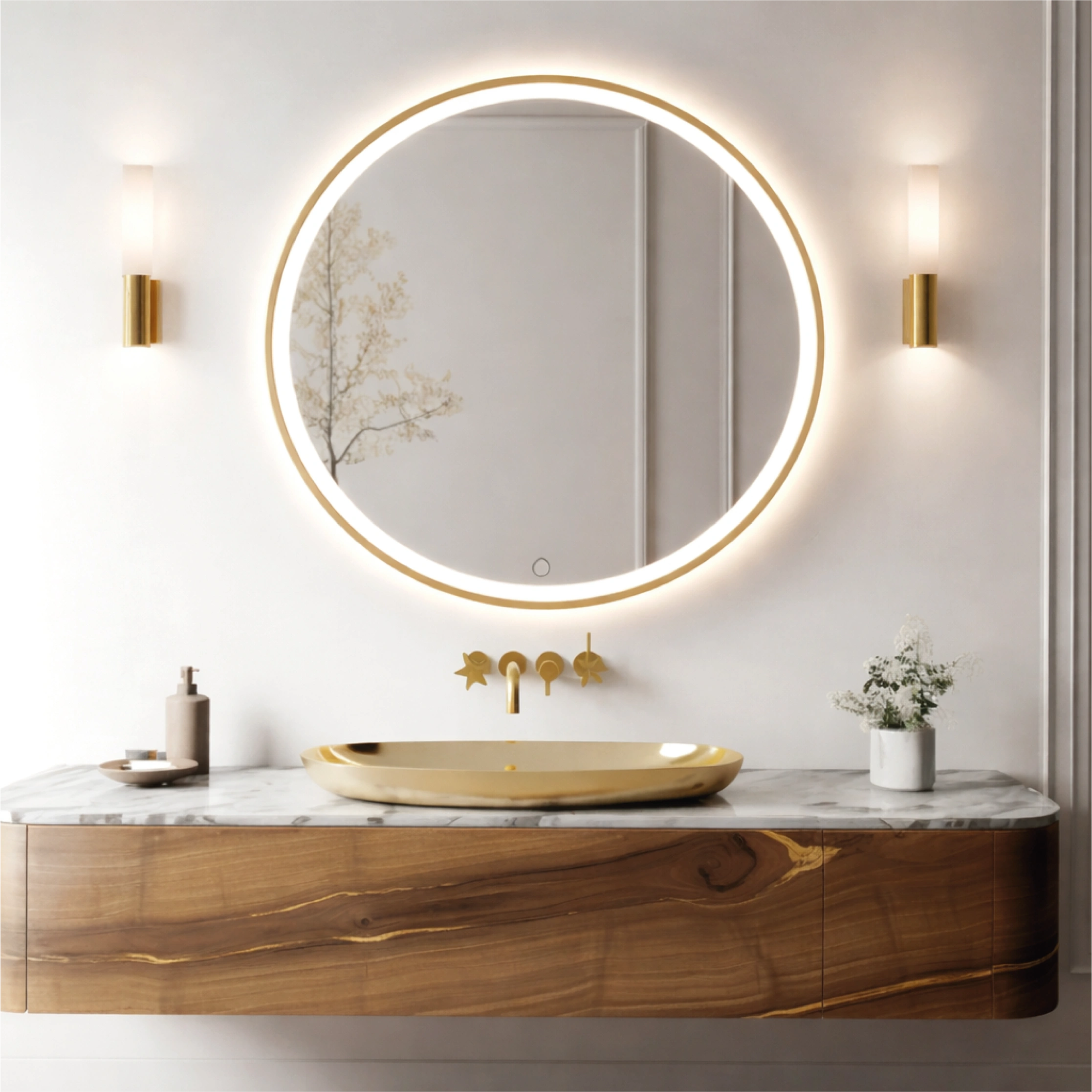 Зеркало с LED подсветкой Ø 80 cm, 36W, 3CCT