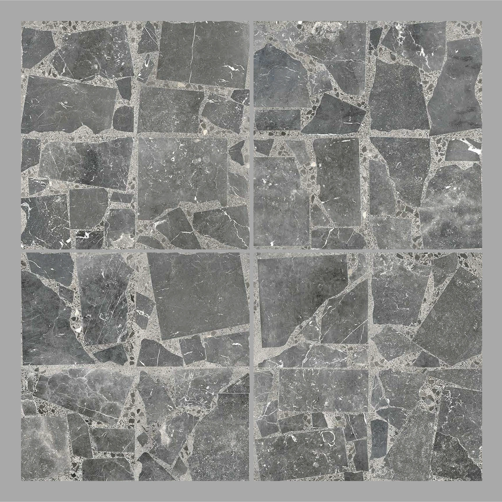 Matētas flīzes FRAMMENTO NERO, 60x60 cm, DG