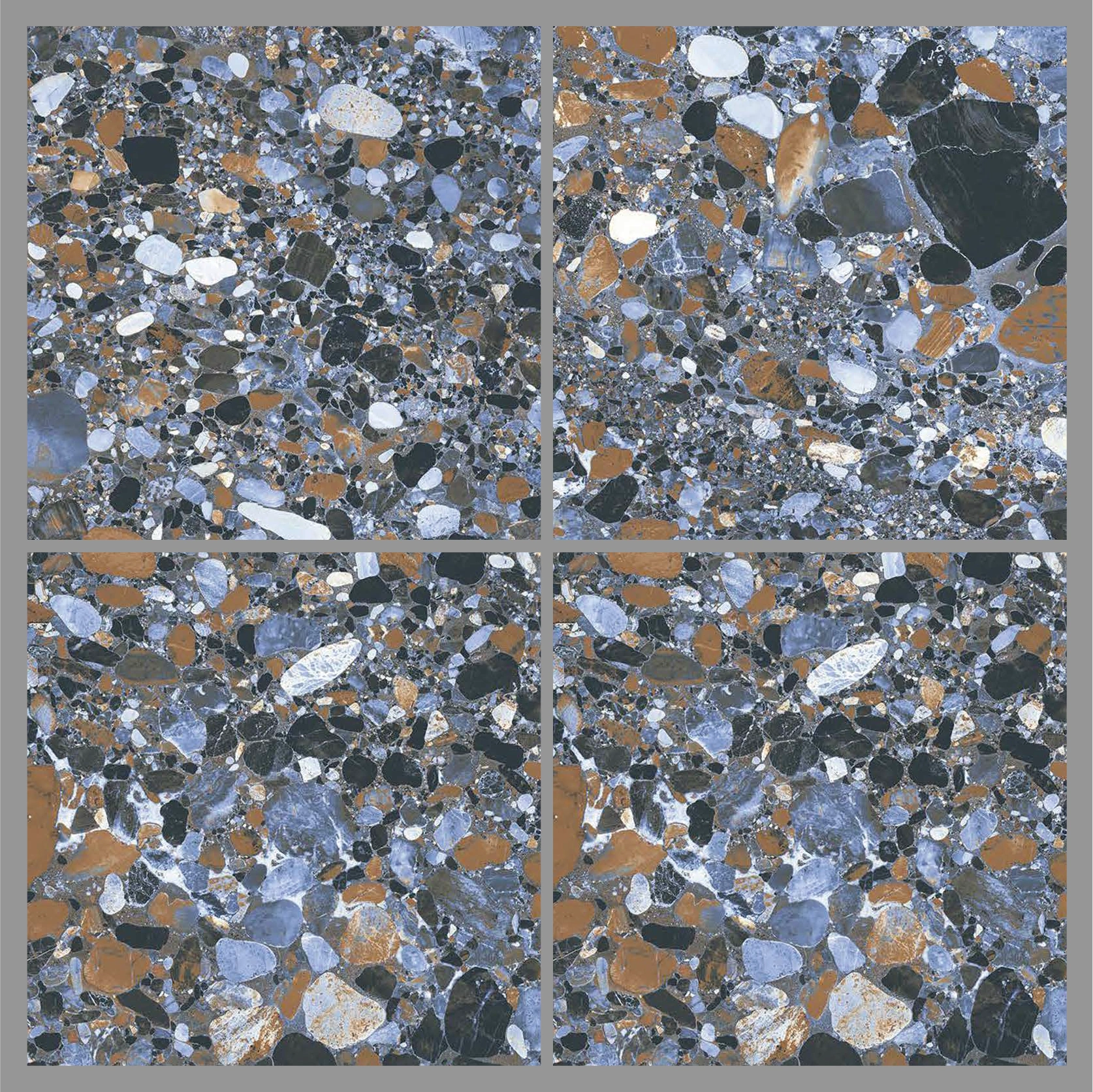 Matētas flīzes (lappato) TERAZZO BLUE, 60x60 cm, DG